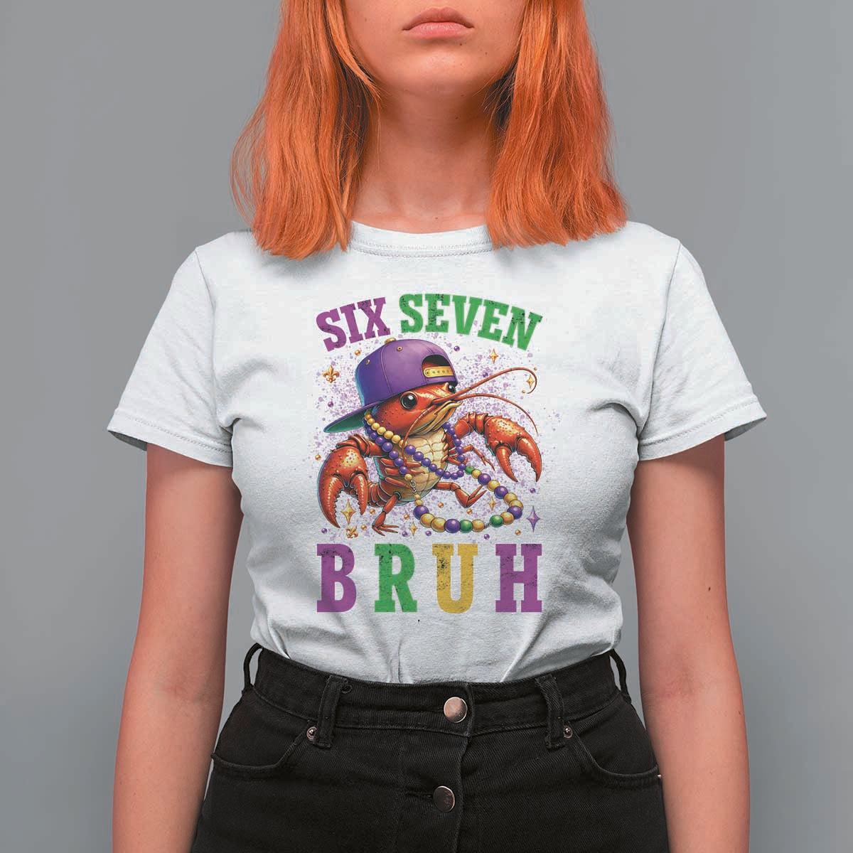 67 Mardi Gras T Shirt For Women Funny Crawfish Six Seven Bruh Meme