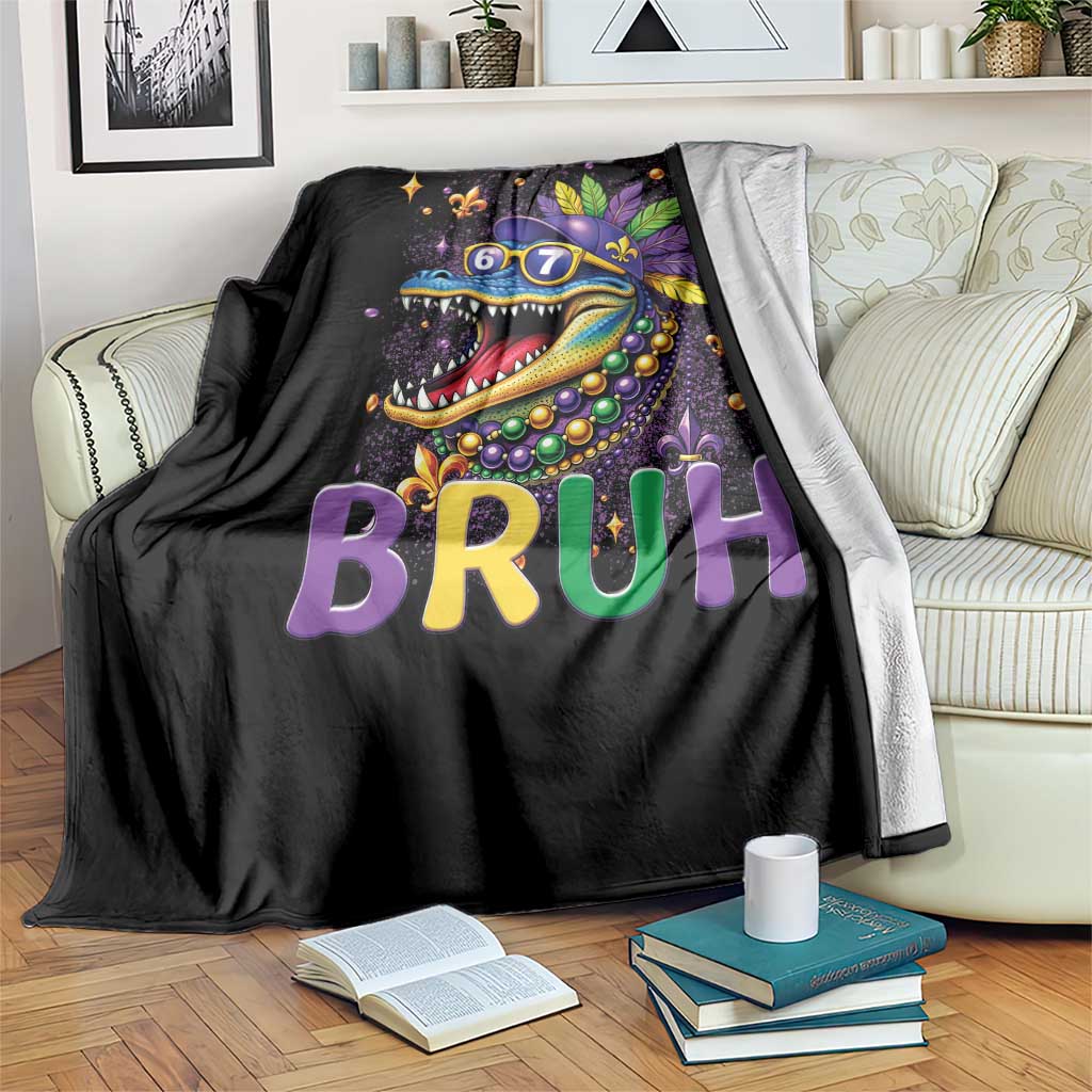 67 Mardi Gras Throw Blanket Funny Alligator Six Seven Bruh Meme