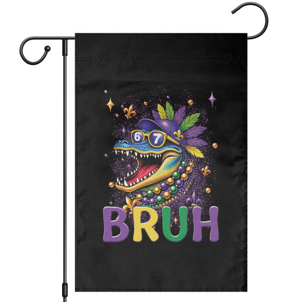 67 Mardi Gras Garden Flag Funny Alligator Six Seven Bruh Meme