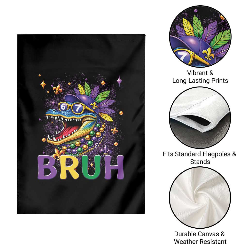 67 Mardi Gras Garden Flag Funny Alligator Six Seven Bruh Meme