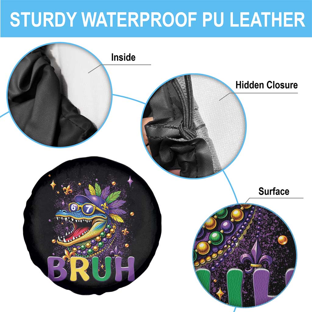 67 Mardi Gras Spare Tire Cover Funny Alligator Six Seven Bruh Meme