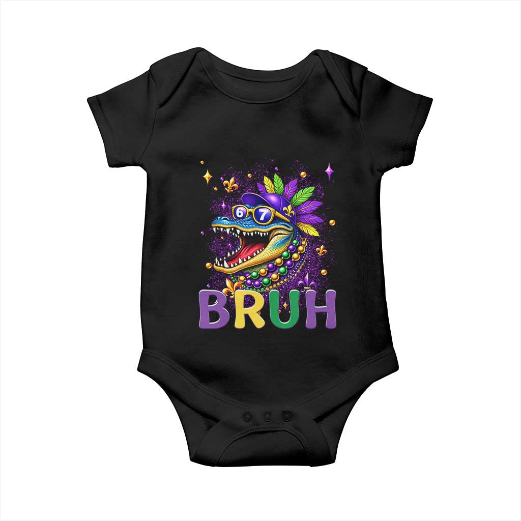 67 Mardi Gras Baby Onesie Funny Alligator Six Seven Bruh Meme