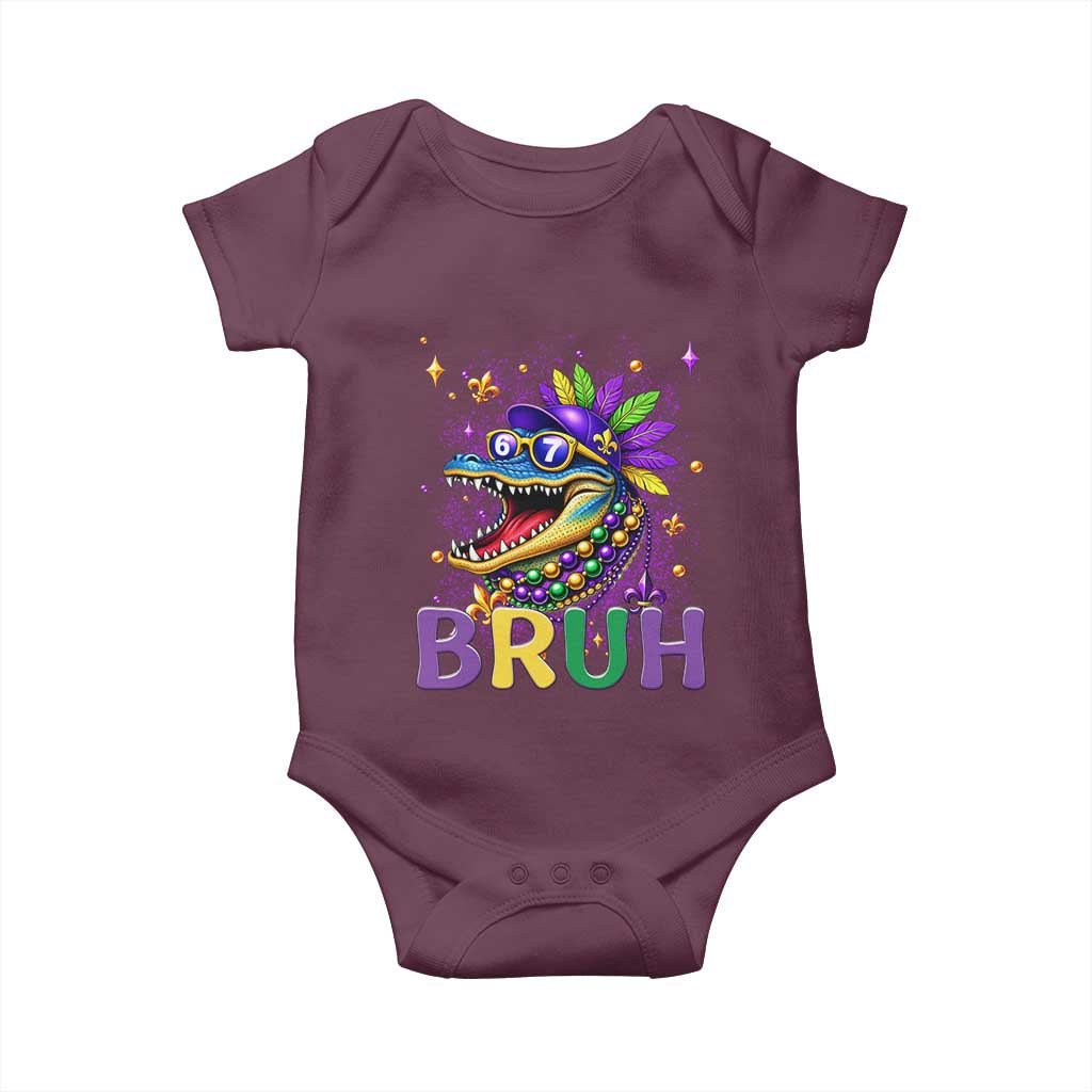 67 Mardi Gras Baby Onesie Funny Alligator Six Seven Bruh Meme