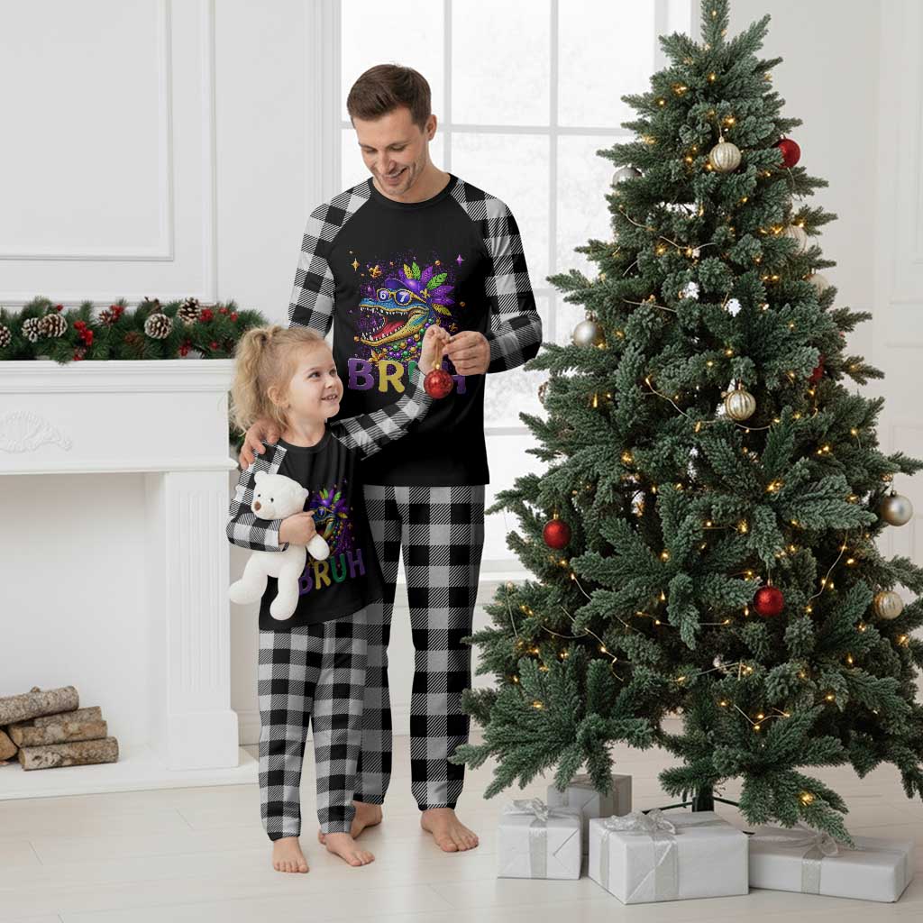 67 Mardi Gras Plaid Pajama Set Funny Alligator Six Seven Bruh Meme