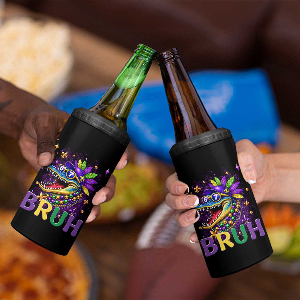 67 Mardi Gras 4 in 1 Can Cooler Tumbler Funny Alligator Six Seven Bruh Meme
