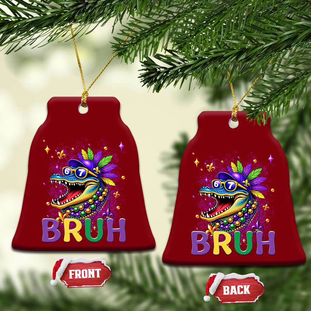 67 Mardi Gras Ceramic Ornament Funny Alligator Six Seven Bruh Meme