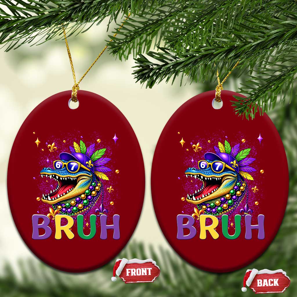 67 Mardi Gras Ceramic Ornament Funny Alligator Six Seven Bruh Meme