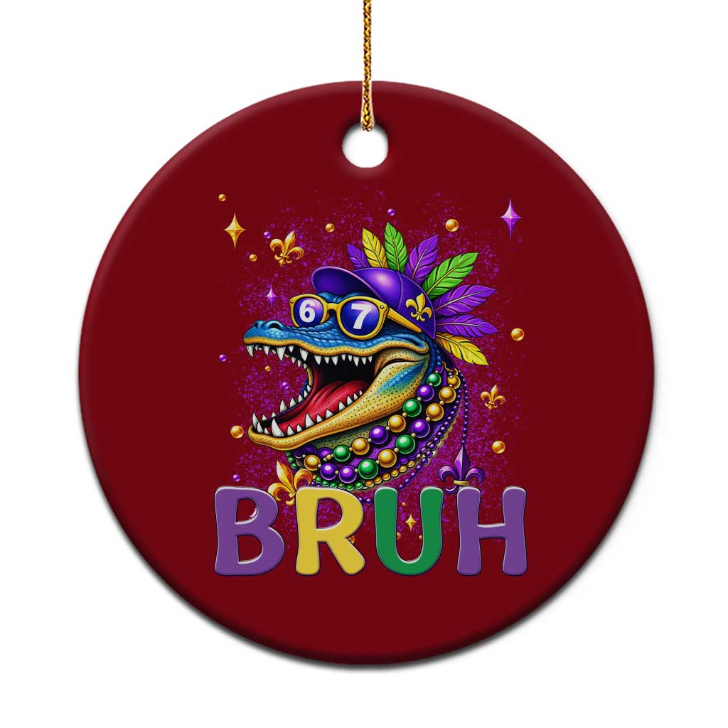 67 Mardi Gras Ceramic Ornament Funny Alligator Six Seven Bruh Meme