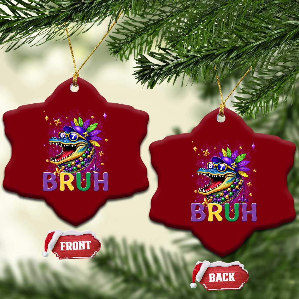 67 Mardi Gras Ceramic Ornament Funny Alligator Six Seven Bruh Meme