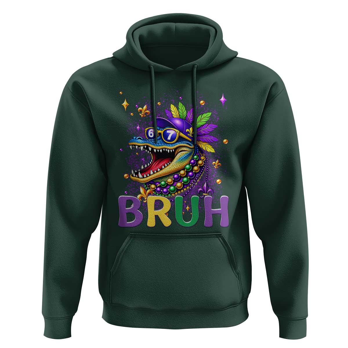 67 Mardi Gras Hoodie Funny Alligator Six Seven Bruh Meme