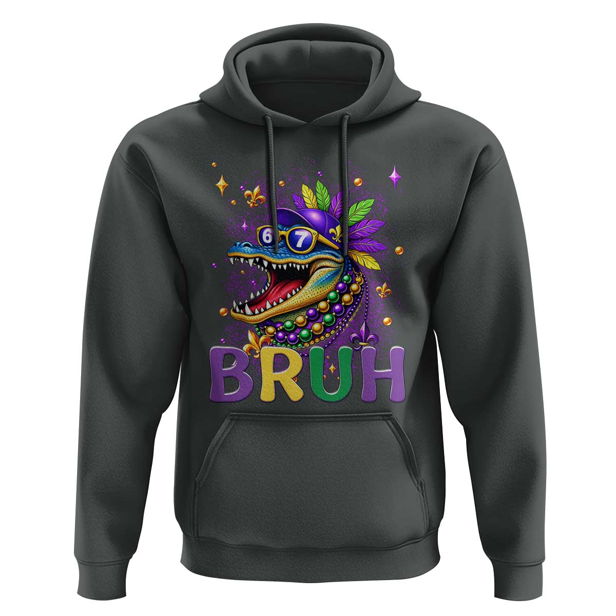 67 Mardi Gras Hoodie Funny Alligator Six Seven Bruh Meme