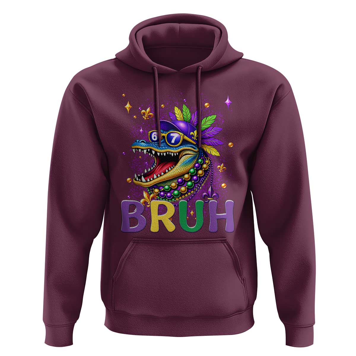 67 Mardi Gras Hoodie Funny Alligator Six Seven Bruh Meme