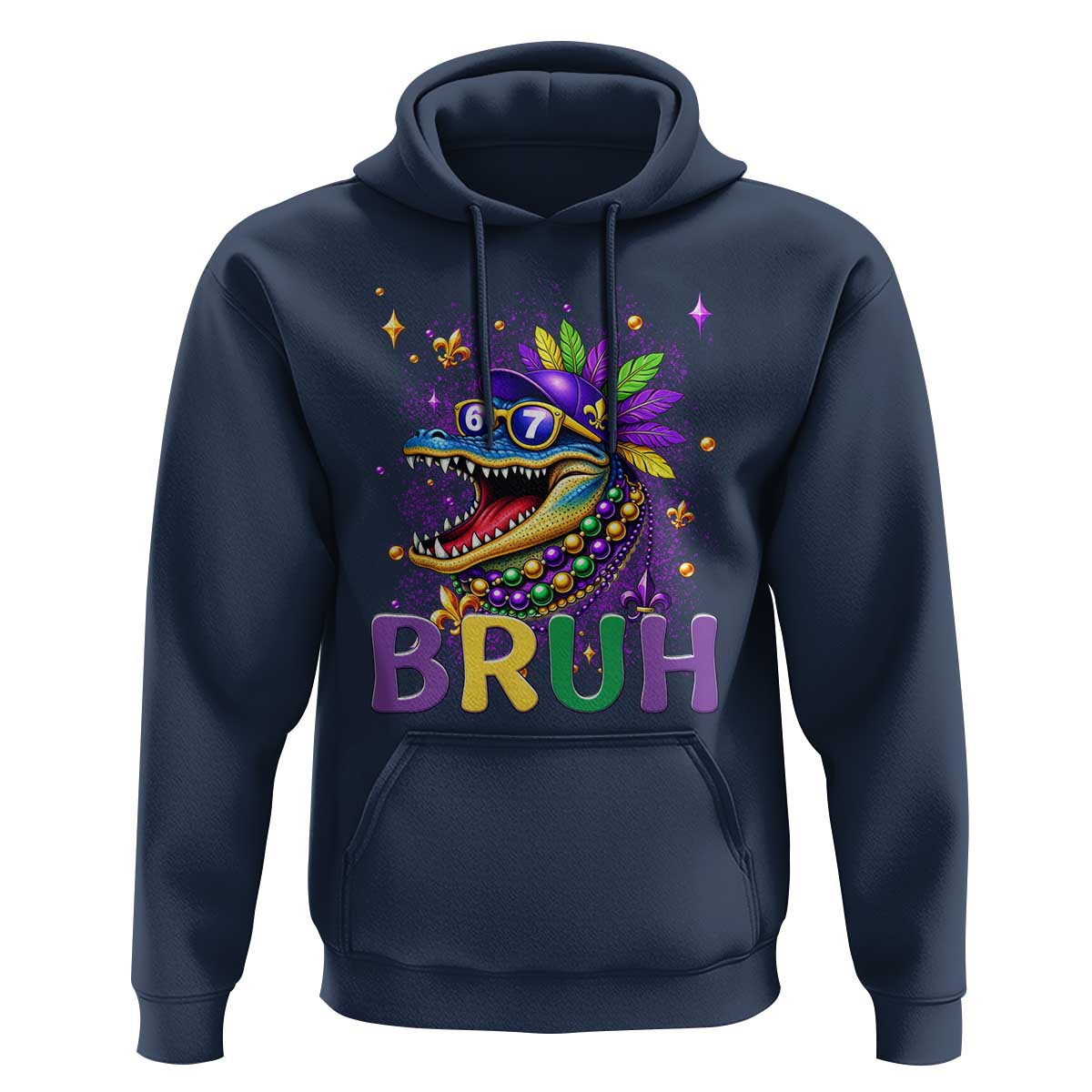 67 Mardi Gras Hoodie Funny Alligator Six Seven Bruh Meme