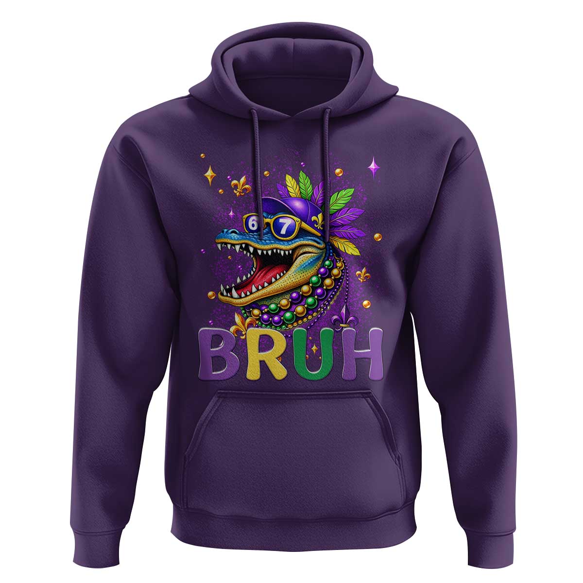 67 Mardi Gras Hoodie Funny Alligator Six Seven Bruh Meme