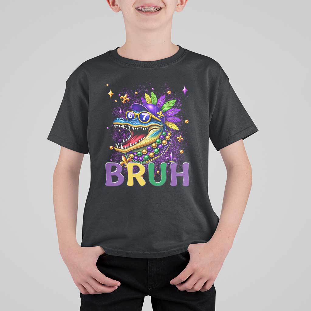 67 Mardi Gras T Shirt For Kid Funny Alligator Six Seven Bruh Meme