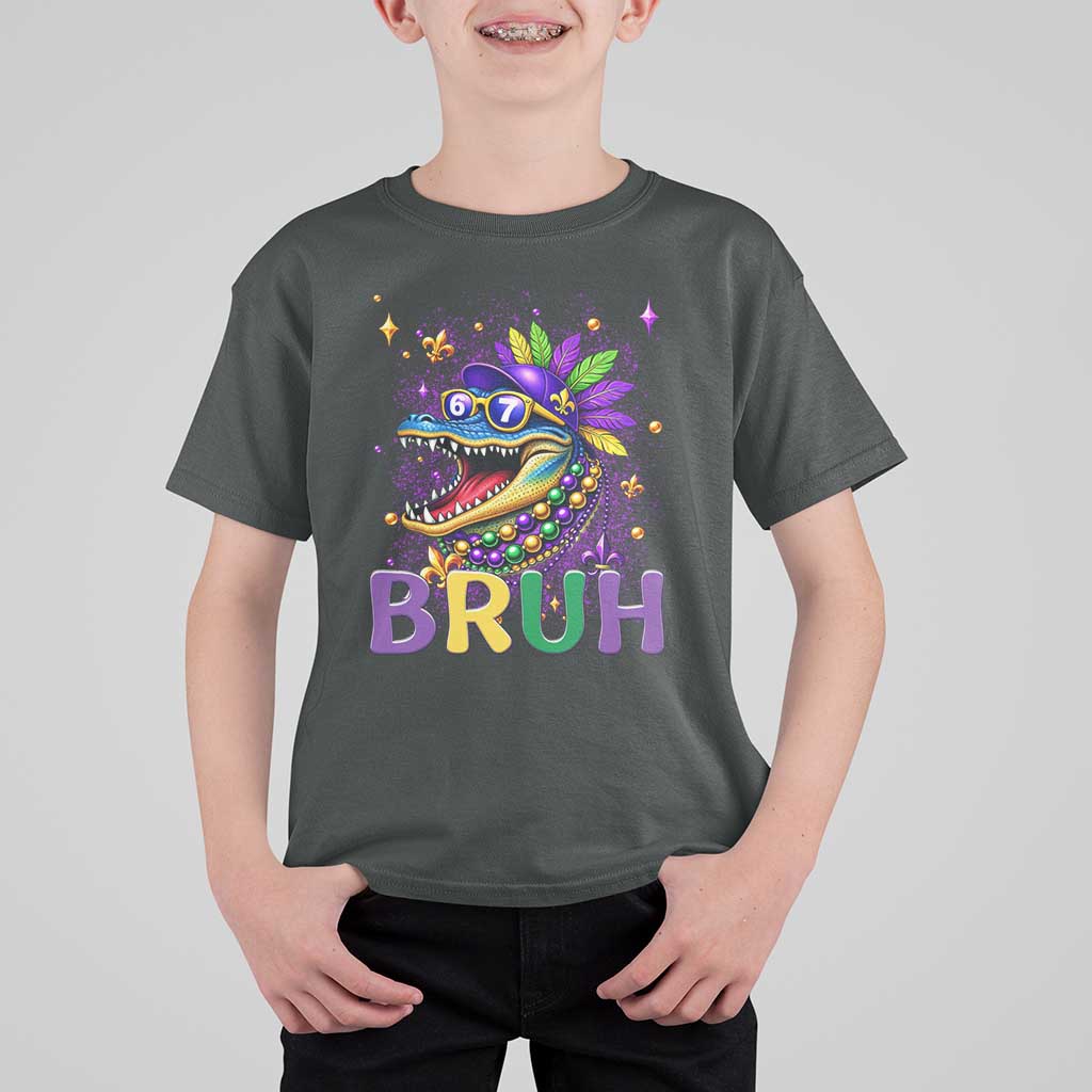 67 Mardi Gras T Shirt For Kid Funny Alligator Six Seven Bruh Meme