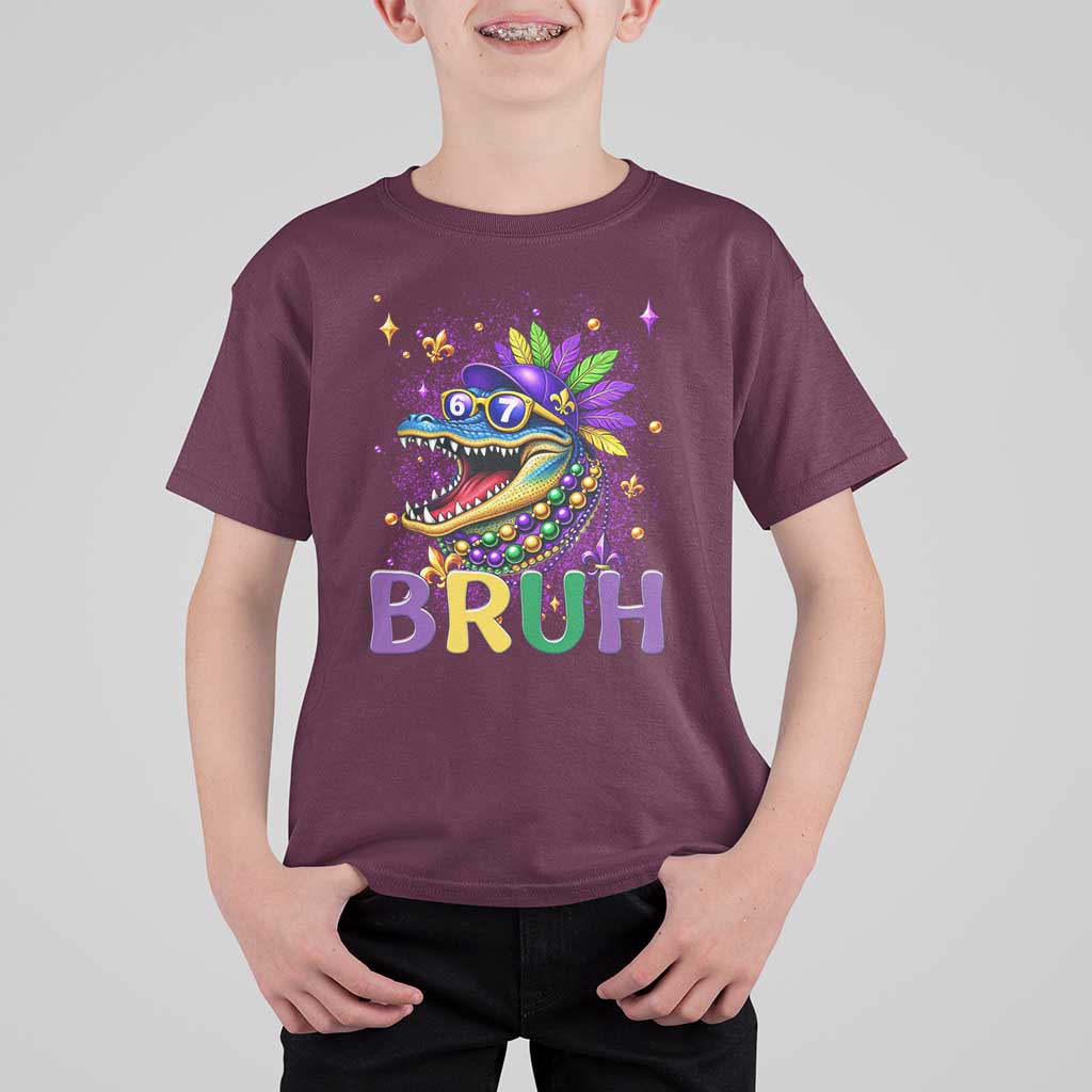 67 Mardi Gras T Shirt For Kid Funny Alligator Six Seven Bruh Meme
