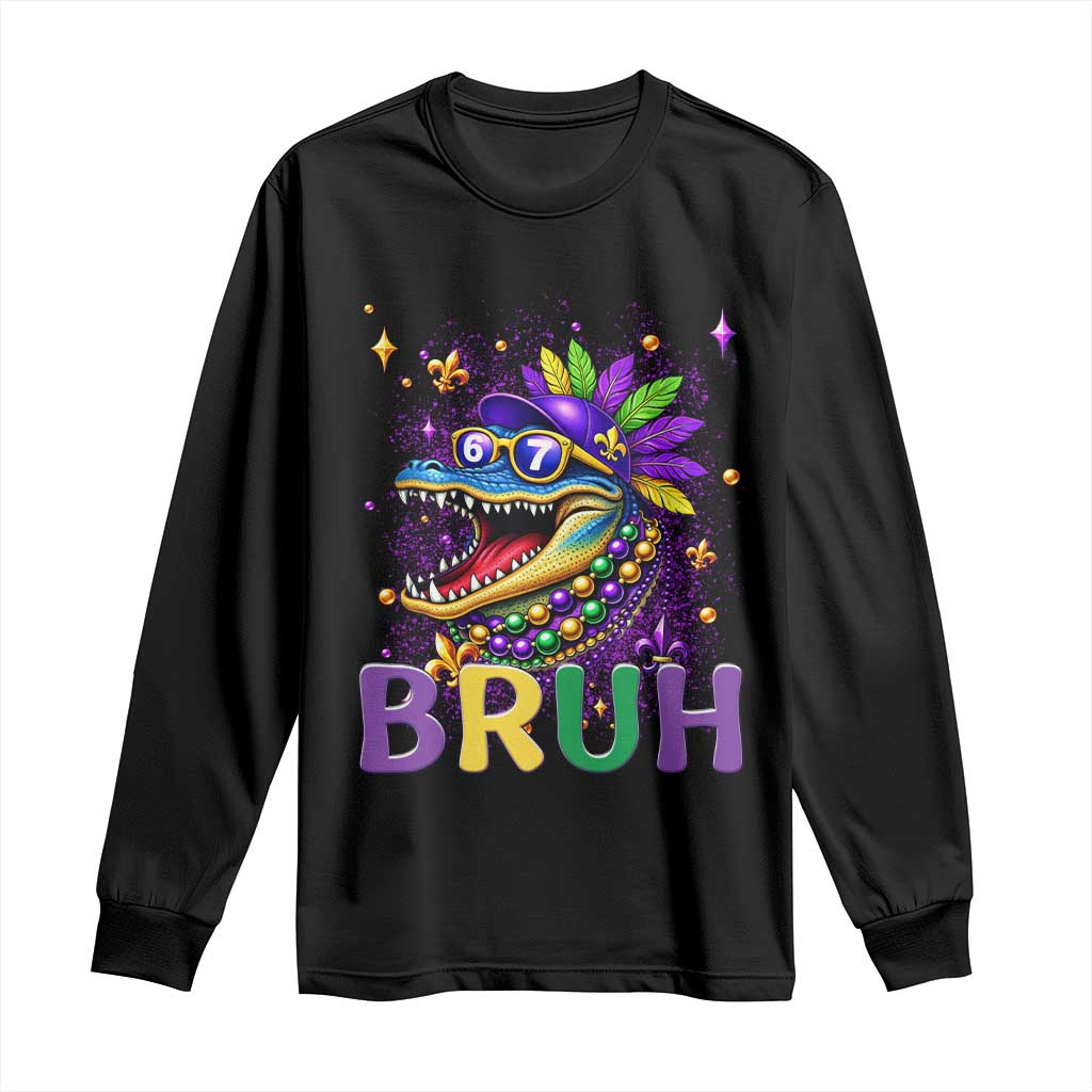 67 Mardi Gras Long Sleeve Shirt Funny Alligator Six Seven Bruh Meme