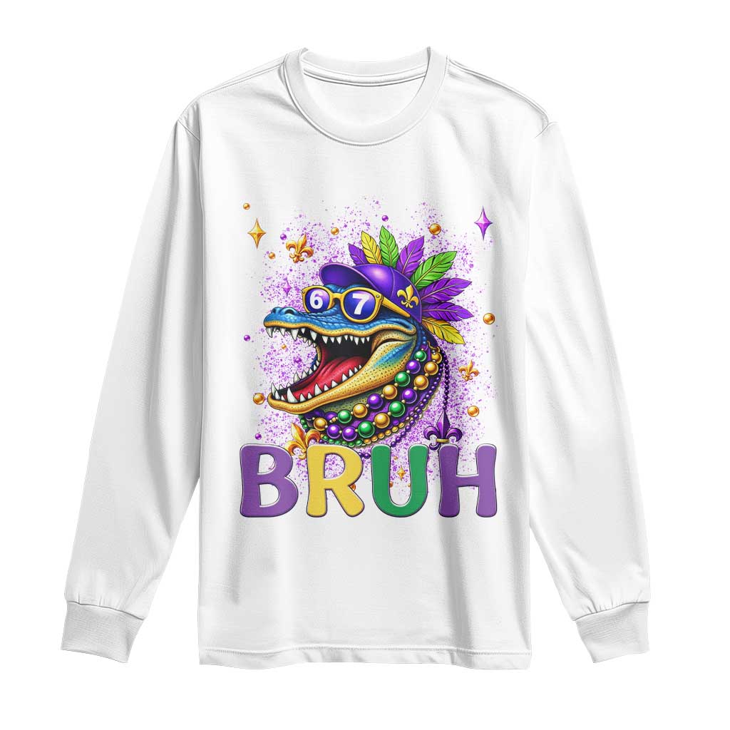 67 Mardi Gras Long Sleeve Shirt Funny Alligator Six Seven Bruh Meme