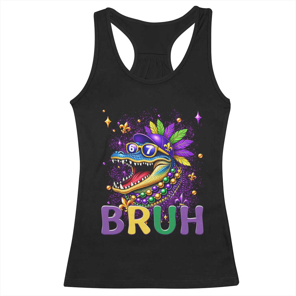 67 Mardi Gras Racerback Tank Top Funny Alligator Six Seven Bruh Meme