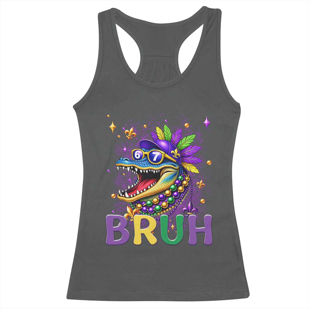 67 Mardi Gras Racerback Tank Top Funny Alligator Six Seven Bruh Meme