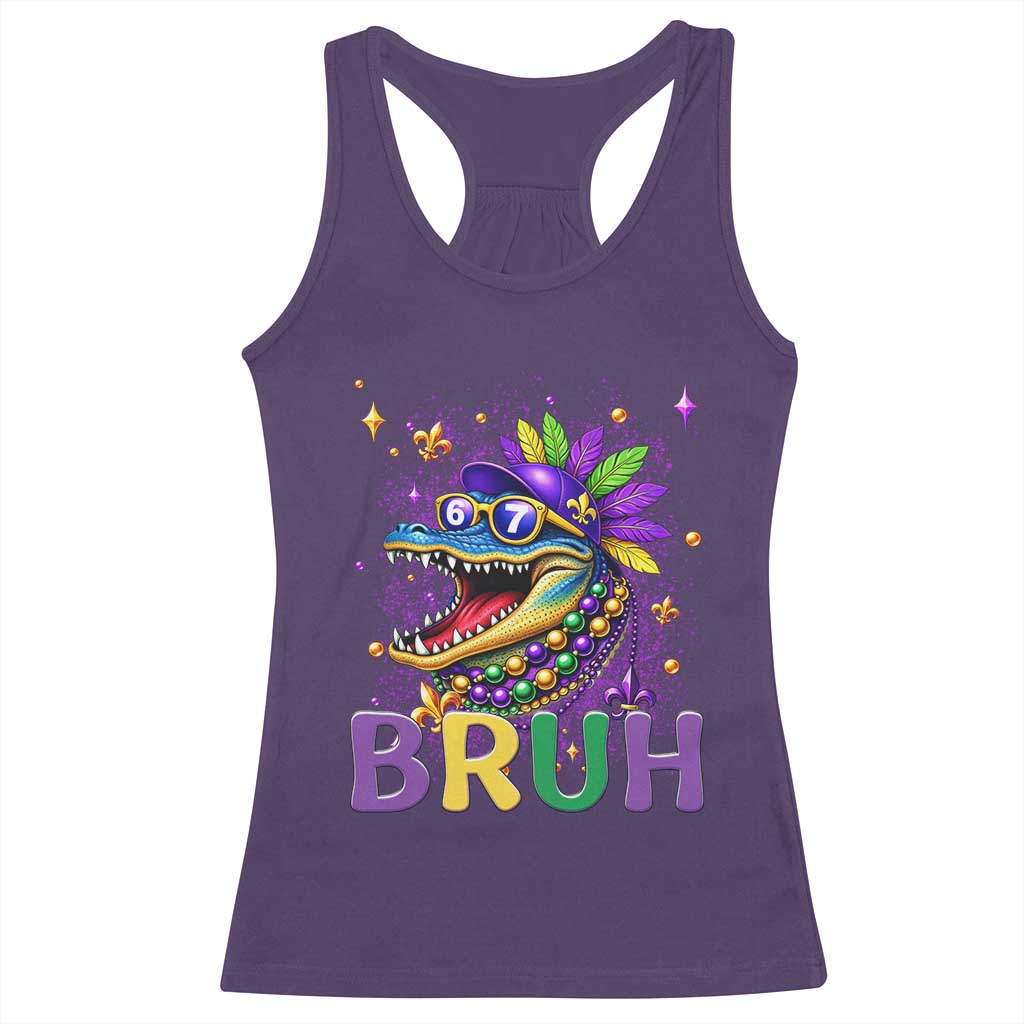 67 Mardi Gras Racerback Tank Top Funny Alligator Six Seven Bruh Meme