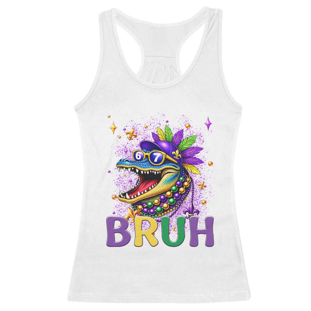 67 Mardi Gras Racerback Tank Top Funny Alligator Six Seven Bruh Meme