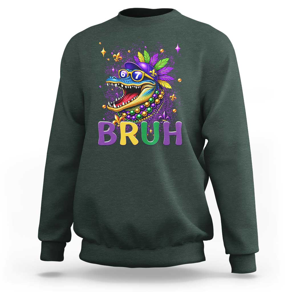 67 Mardi Gras Sweatshirt Funny Alligator Six Seven Bruh Meme