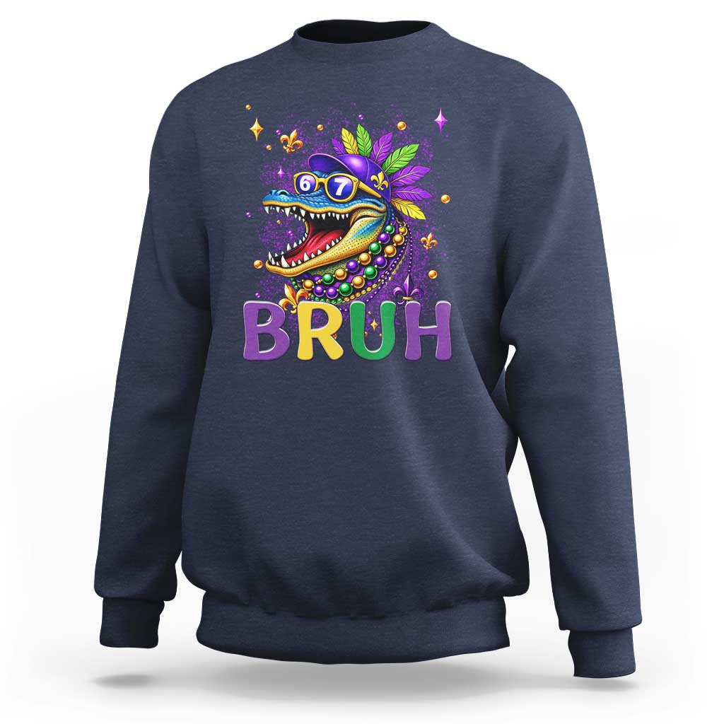67 Mardi Gras Sweatshirt Funny Alligator Six Seven Bruh Meme