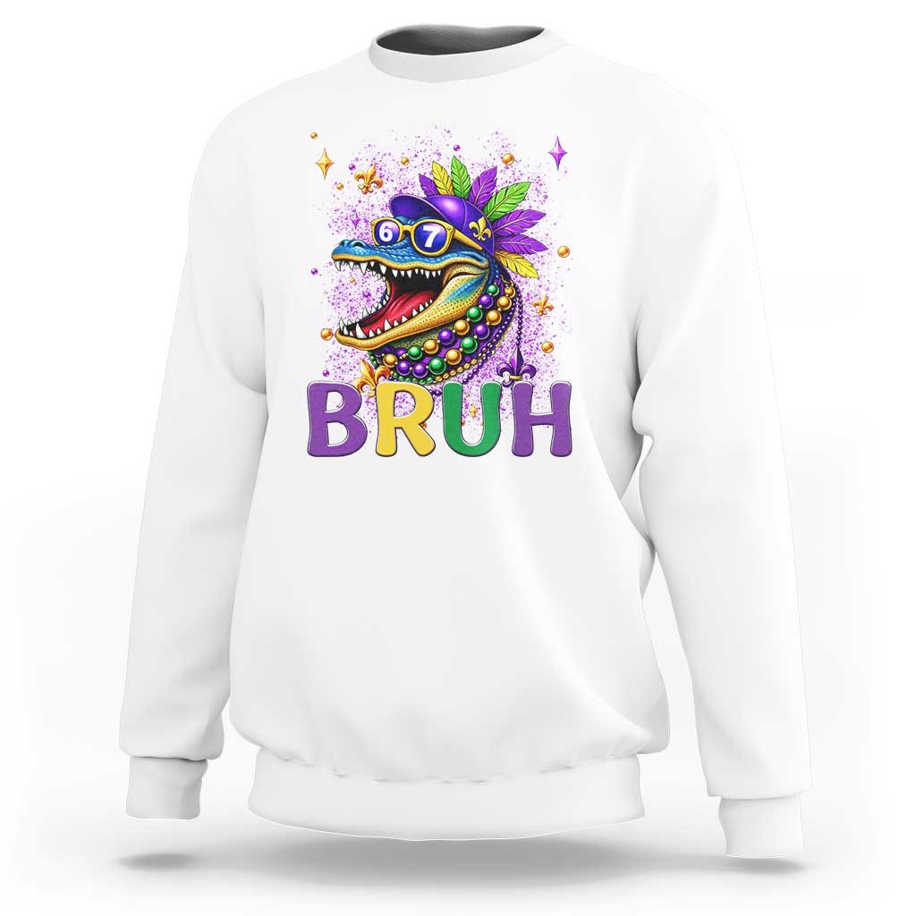 67 Mardi Gras Sweatshirt Funny Alligator Six Seven Bruh Meme