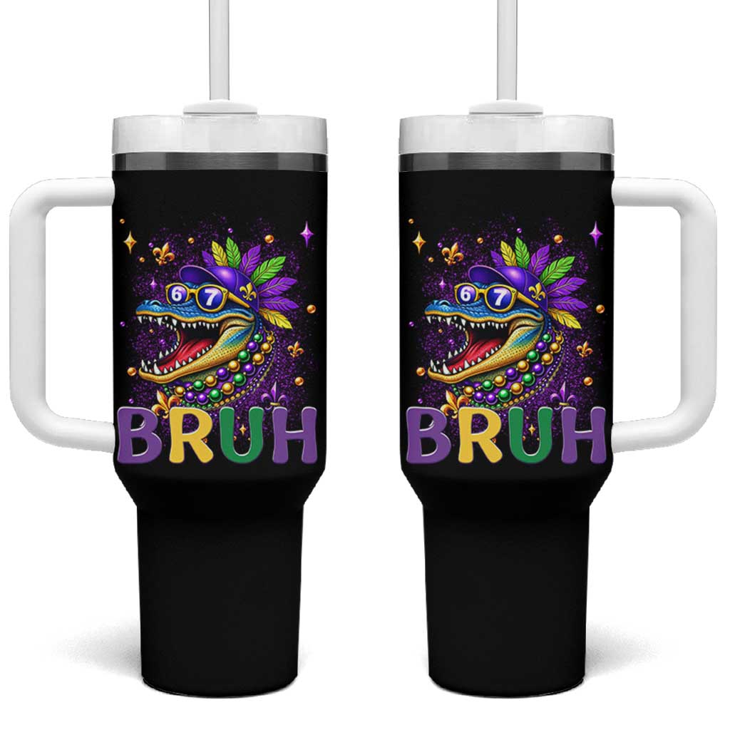 67 Mardi Gras Tumbler With Handle Funny Alligator Six Seven Bruh Meme