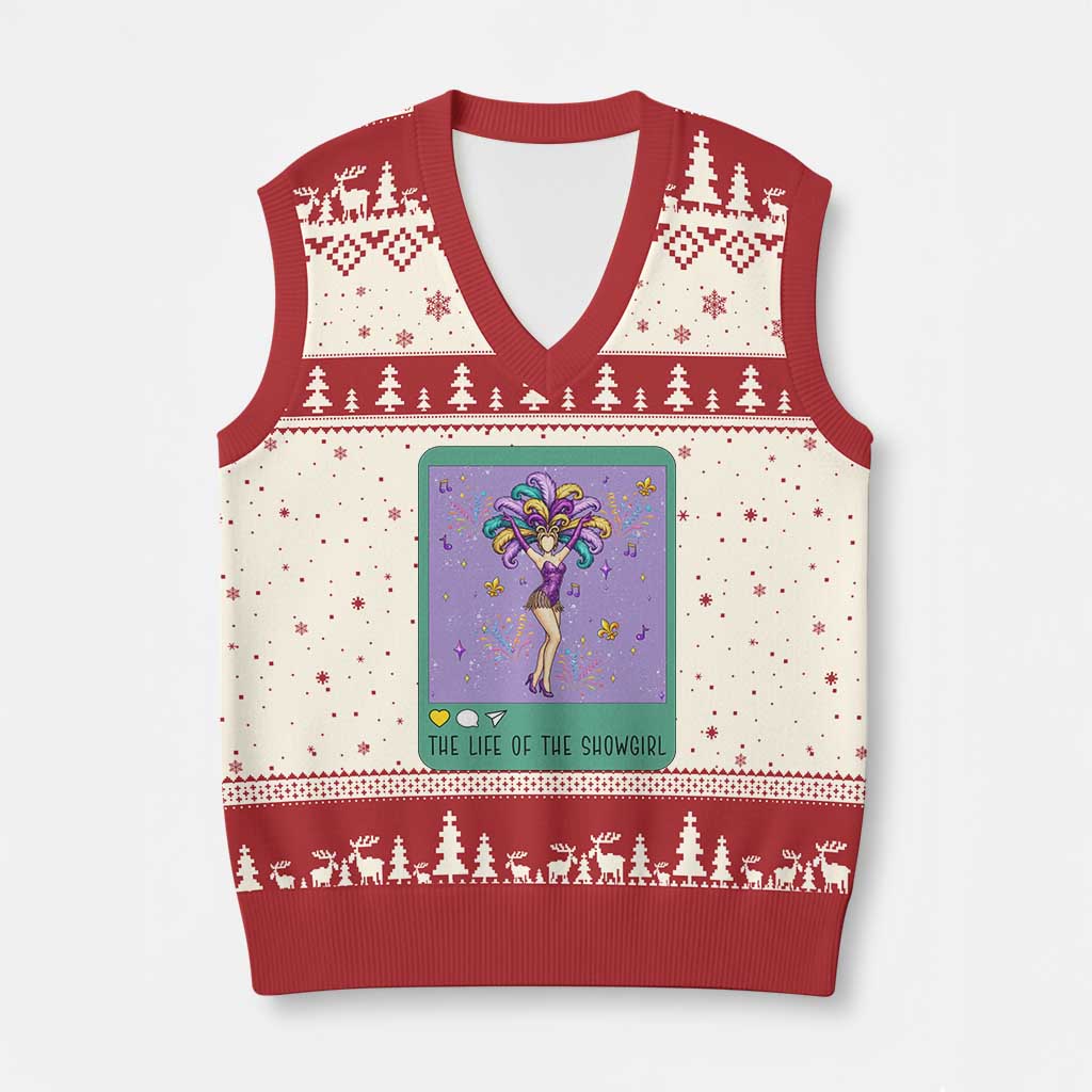 The Life Of The Mardi Gras Queen V-Neck Knit Sweater Vest