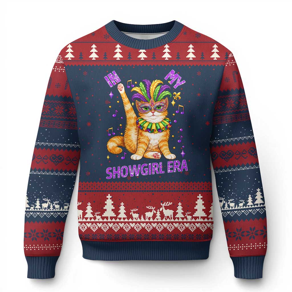 Mardi Gras Cat Ugly Christmas Sweater In My Showgirl Era