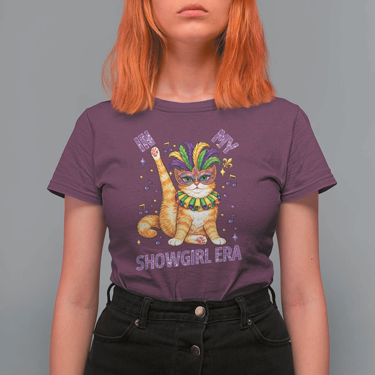 Mardi Gras Cat T Shirt For Women In My Showgirl Era