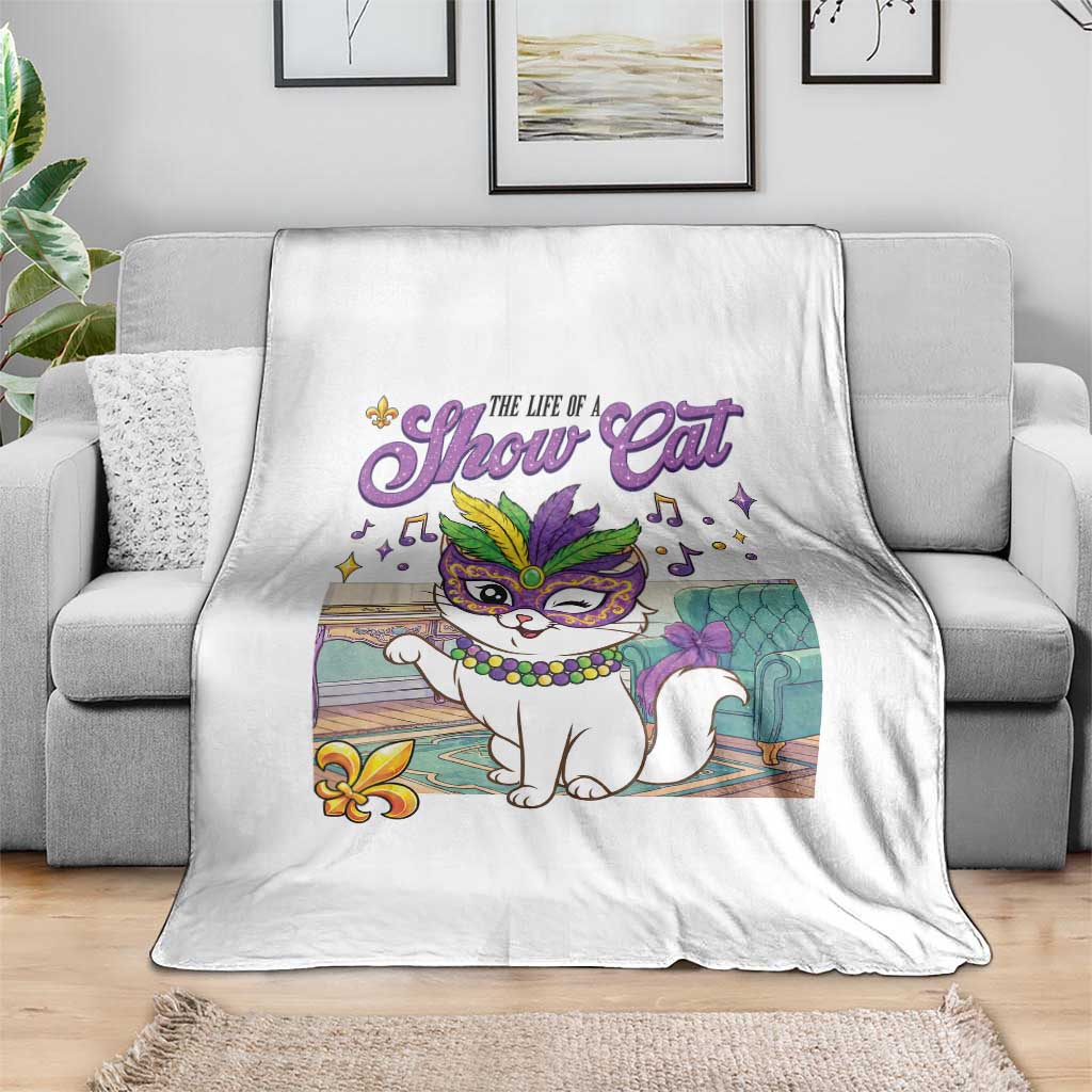 Cute Mardi Gras Cat Throw Blanket The Life Of The Showgirl