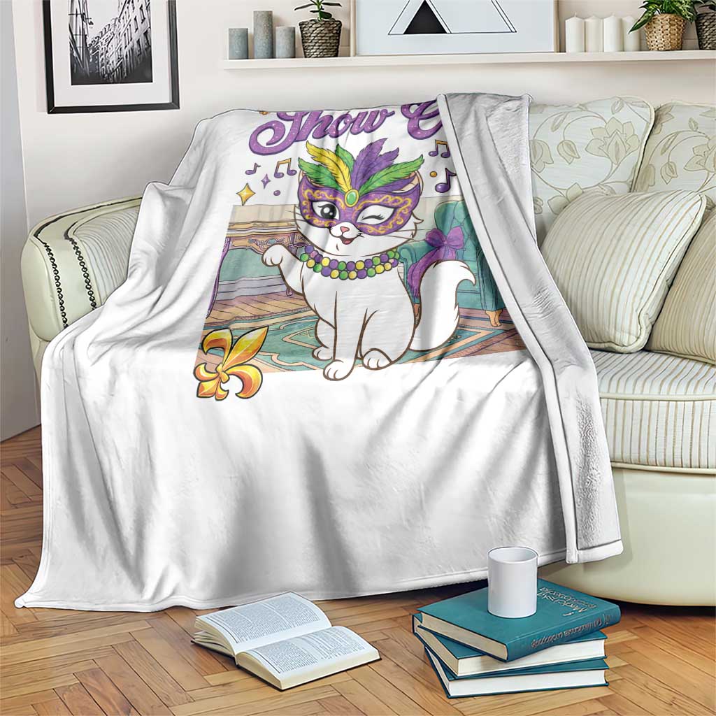 Cute Mardi Gras Cat Throw Blanket The Life Of The Showgirl