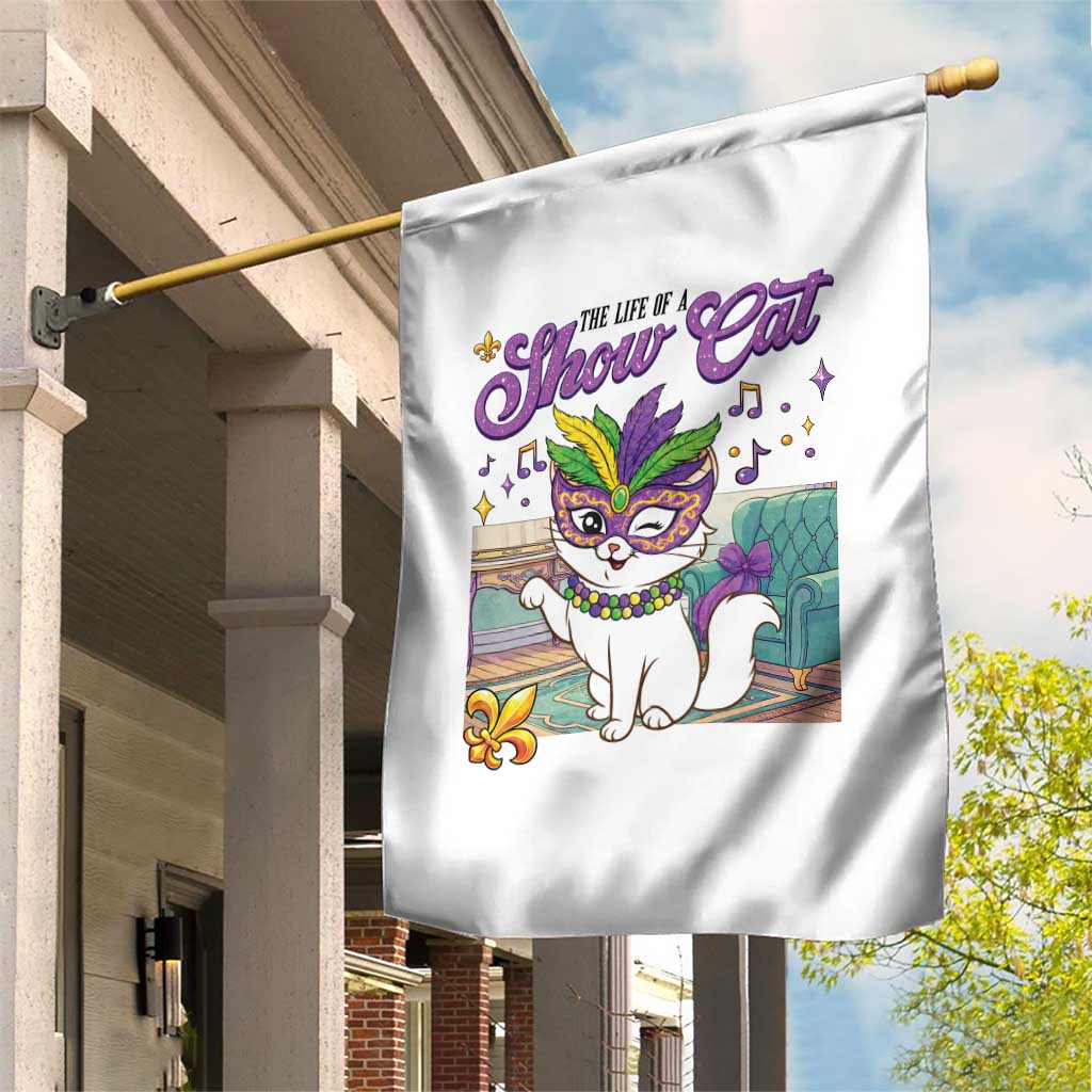 Cute Mardi Gras Cat Garden Flag The Life Of The Showgirl