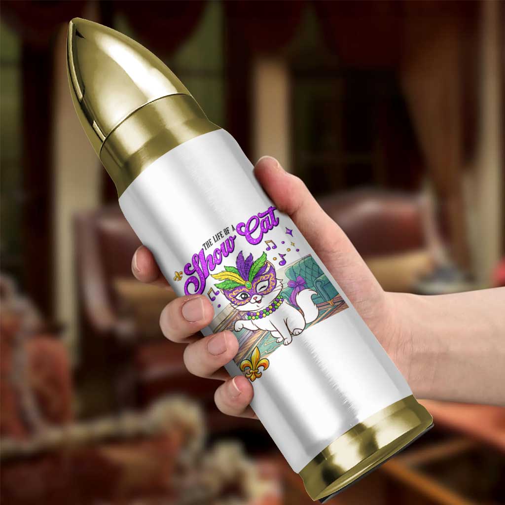 Cute Mardi Gras Cat Bullet Tumbler The Life Of The Showgirl