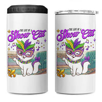Cute Mardi Gras Cat 4 in 1 Can Cooler Tumbler The Life Of The Showgirl