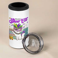 Cute Mardi Gras Cat 4 in 1 Can Cooler Tumbler The Life Of The Showgirl