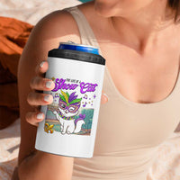 Cute Mardi Gras Cat 4 in 1 Can Cooler Tumbler The Life Of The Showgirl