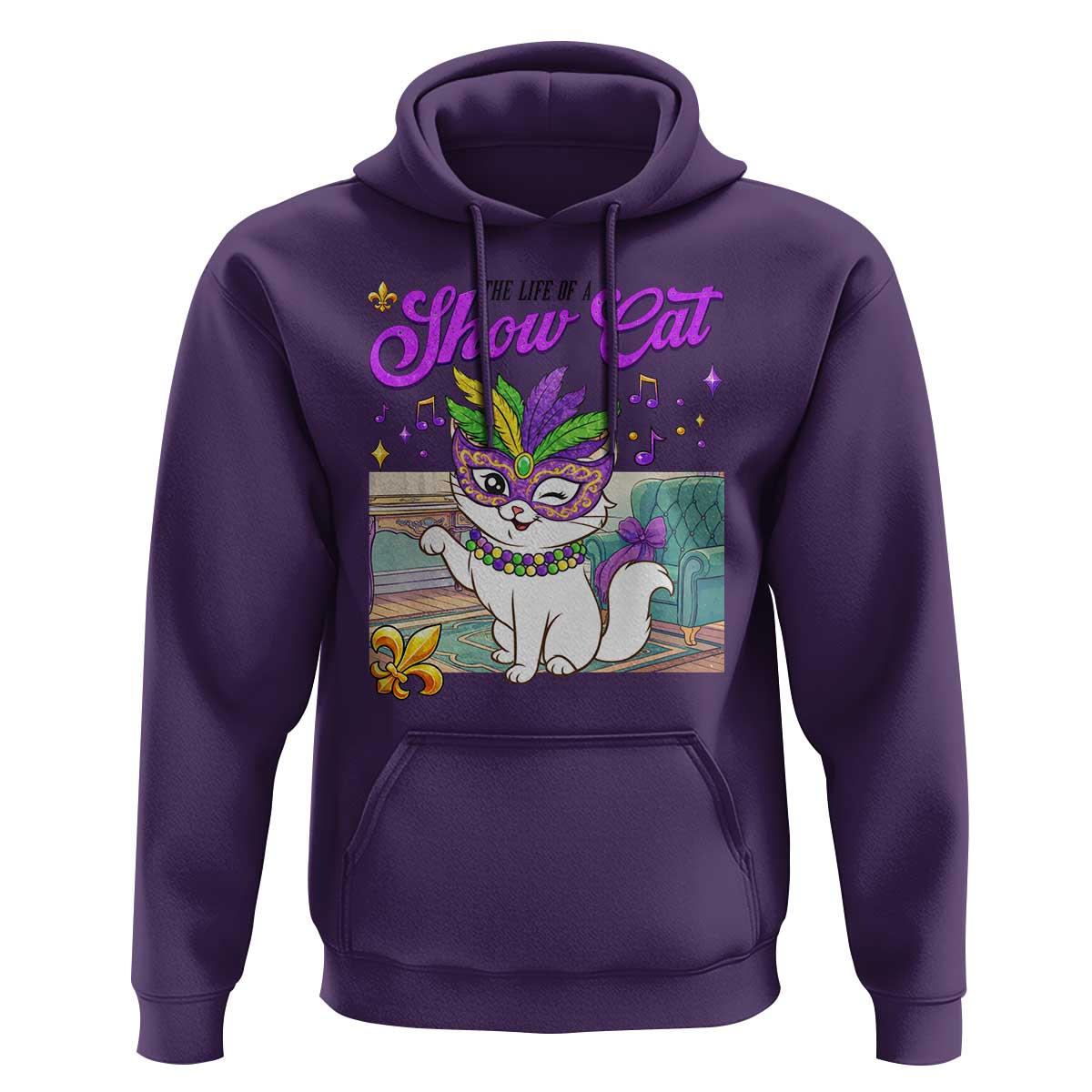 Cute Mardi Gras Cat Hoodie The Life Of The Showgirl