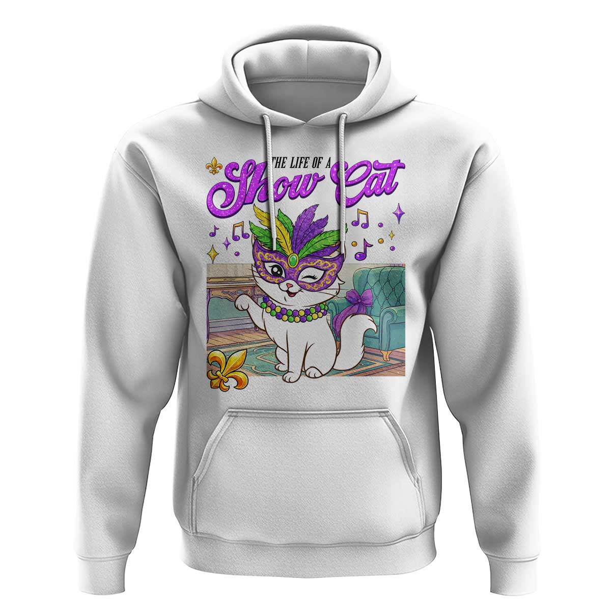 Cute Mardi Gras Cat Hoodie The Life Of The Showgirl