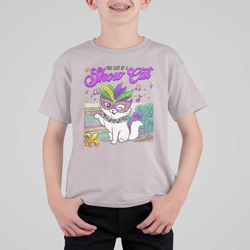 Cute Mardi Gras Cat T Shirt For Kid The Life Of The Showgirl