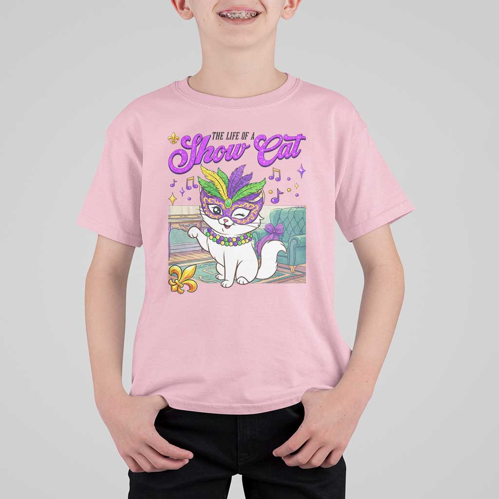 Cute Mardi Gras Cat T Shirt For Kid The Life Of The Showgirl
