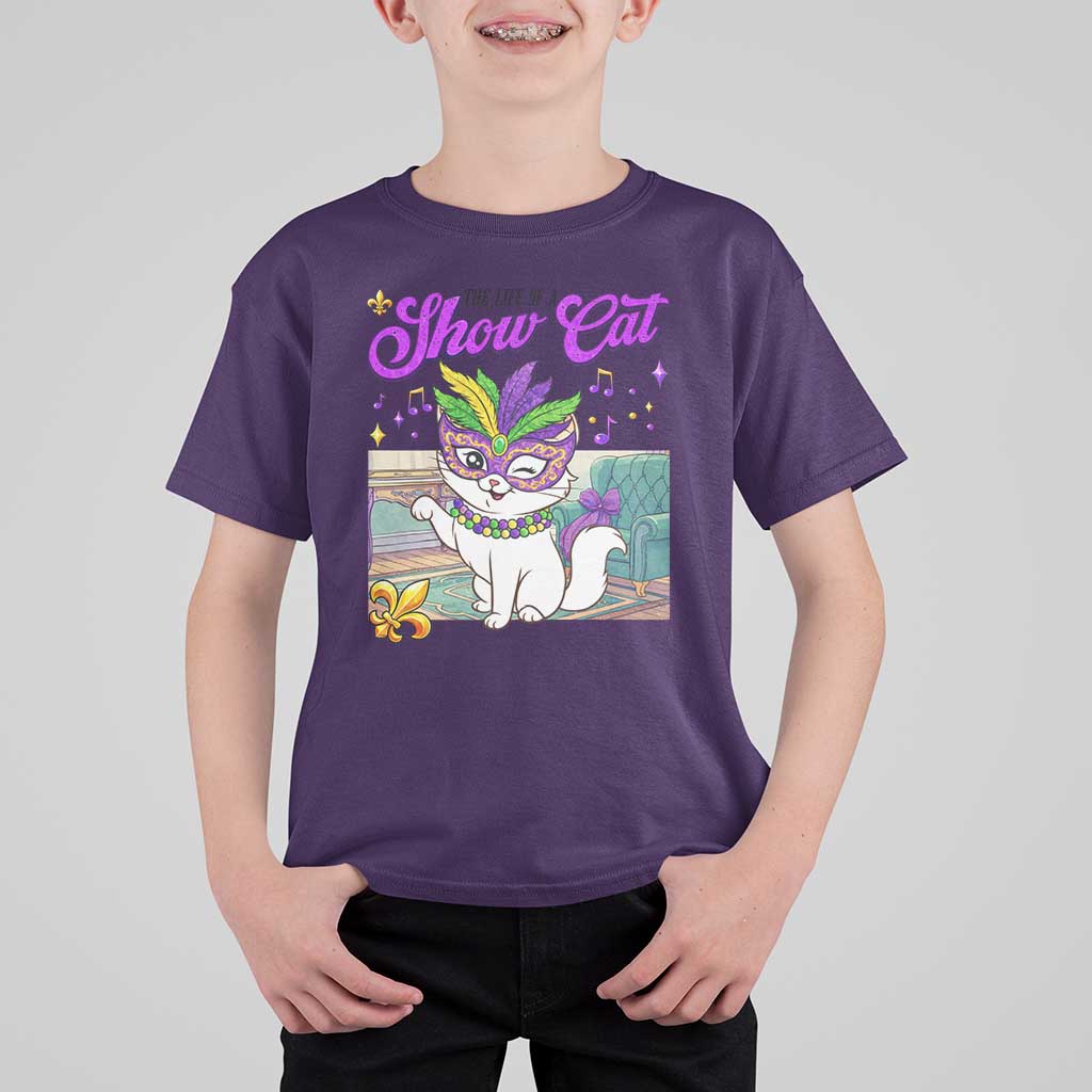 Cute Mardi Gras Cat T Shirt For Kid The Life Of The Showgirl