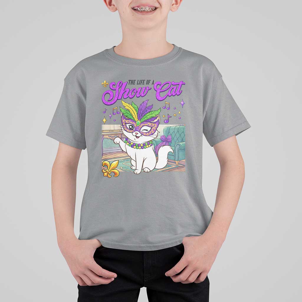 Cute Mardi Gras Cat T Shirt For Kid The Life Of The Showgirl