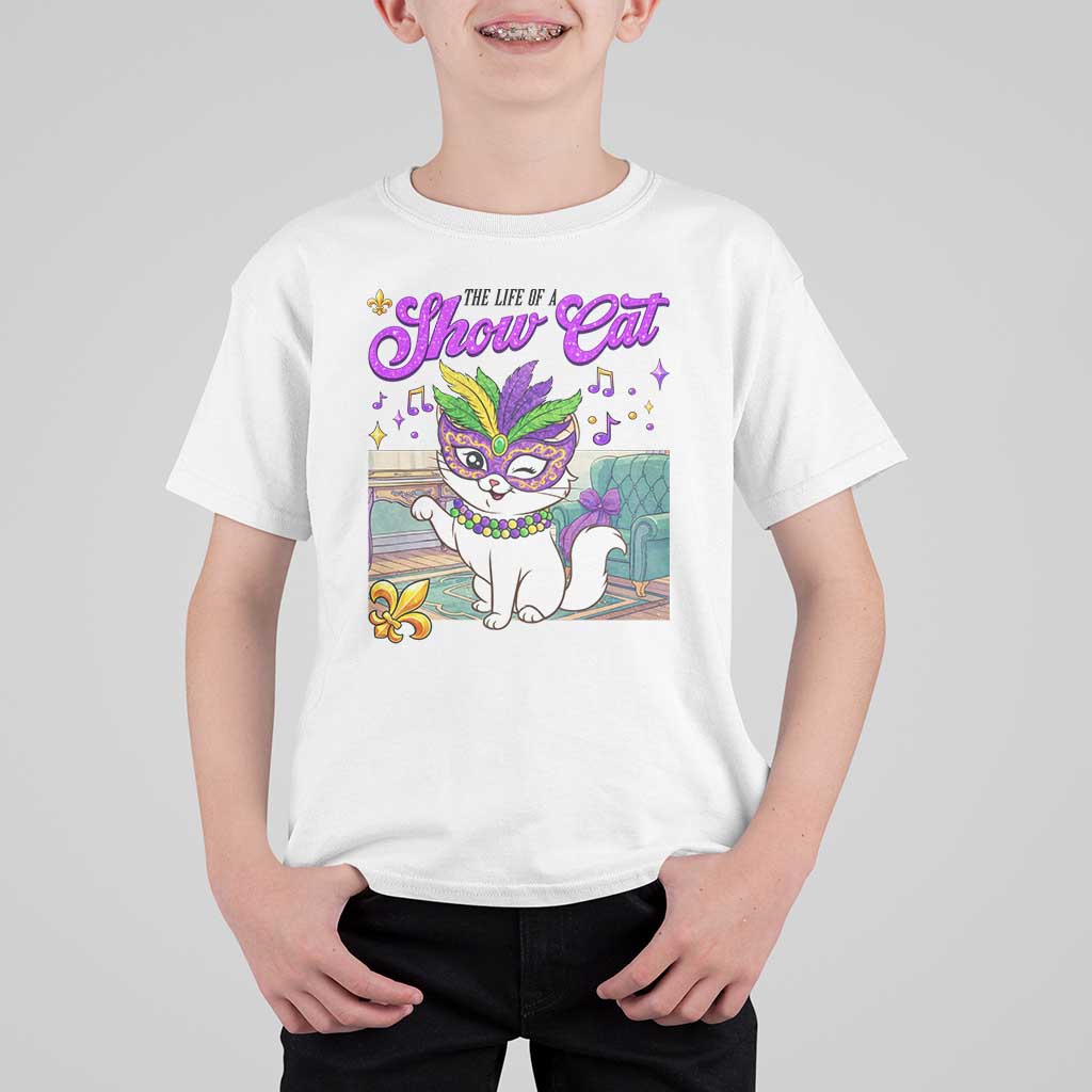 Cute Mardi Gras Cat T Shirt For Kid The Life Of The Showgirl