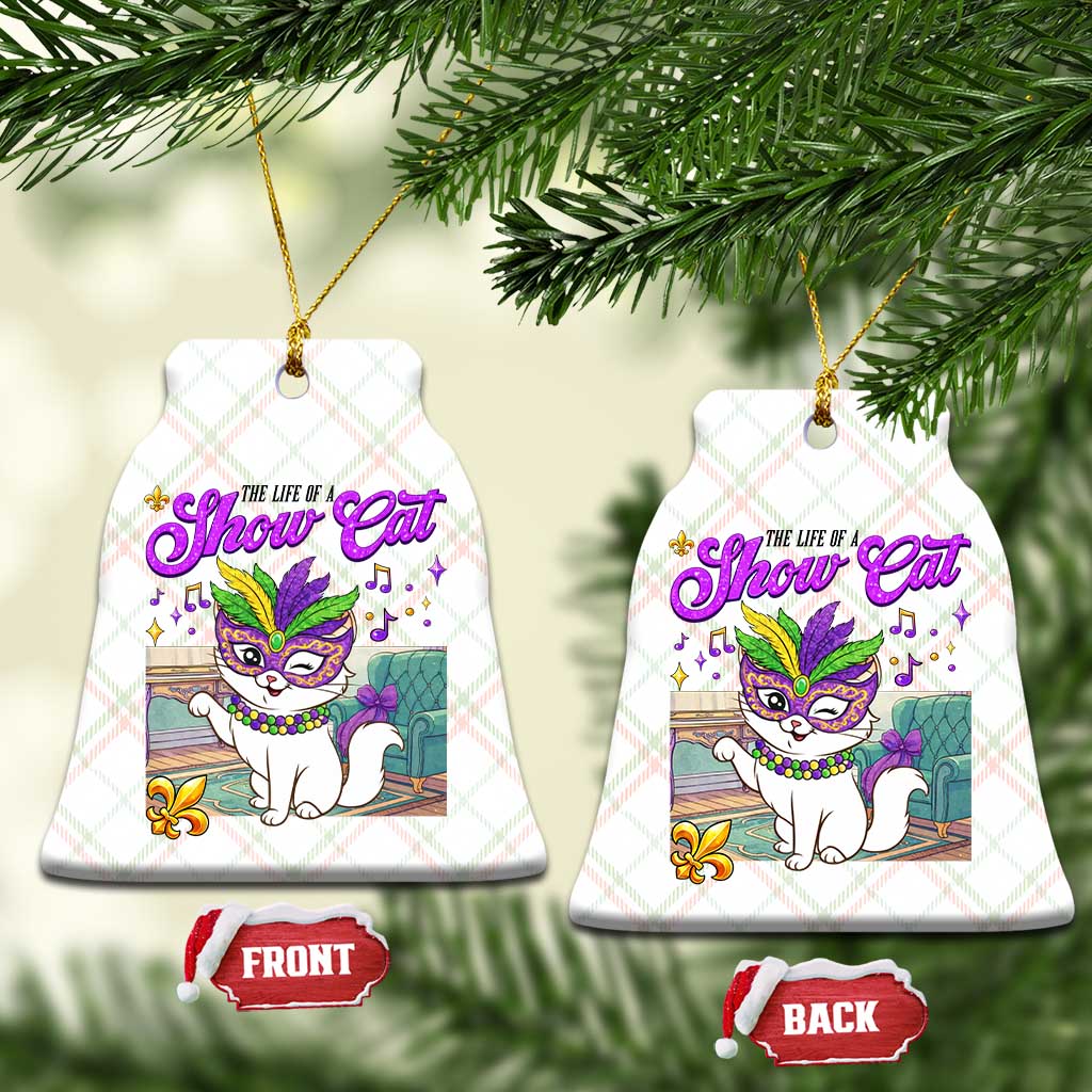 Cute Mardi Gras Cat Ceramic Ornament The Life Of The Showgirl