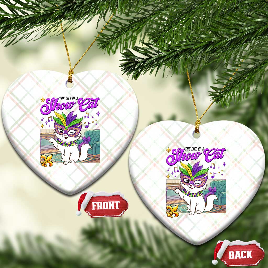 Cute Mardi Gras Cat Ceramic Ornament The Life Of The Showgirl